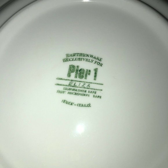 Pier 1 Imports Eliza Earthware Dinner Plate Set (2) blue white - Picture 11 of 12